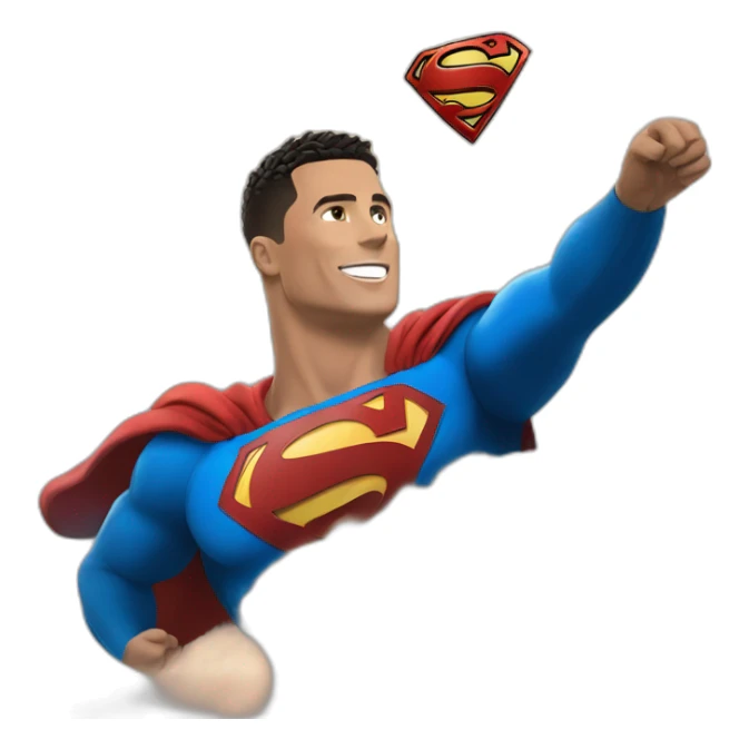 Ronaldo in the sky with super man sticker