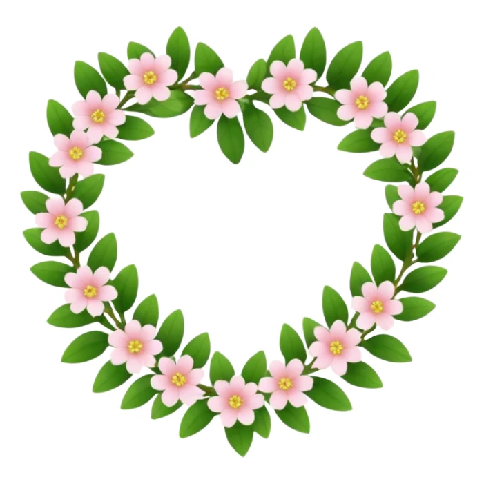 Natural aesthetic flower crown in a heart shape sticker