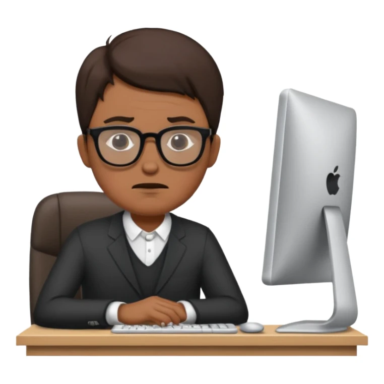 a man in front of a computer annoyed  sticker