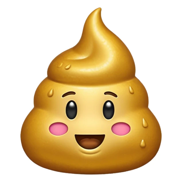 golden poop, emoji style, simple, glossy, no text sticker