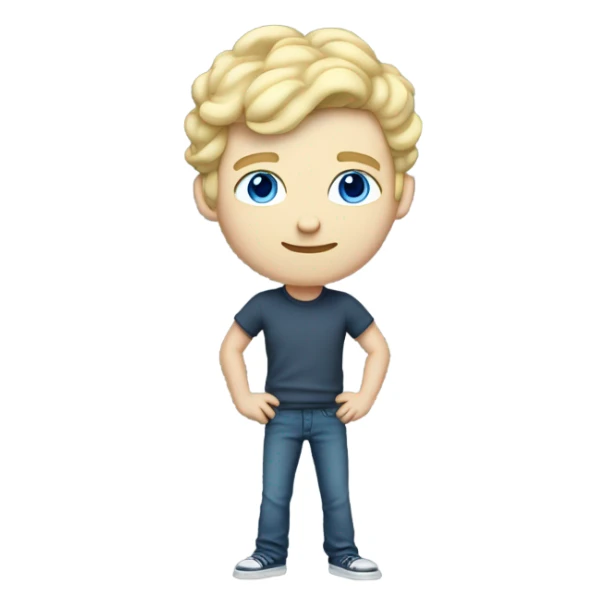 full body standing light curl blonde 30yo man blue eyed pale skin sticker
