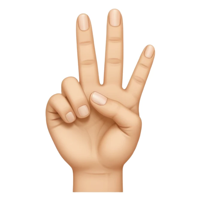 Hand with index finger middle finger and thumb holding up a 3 symbol sticker