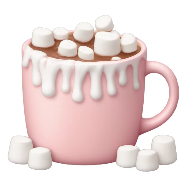 Light Pink mug of hot chocolate with marshmallows  sticker