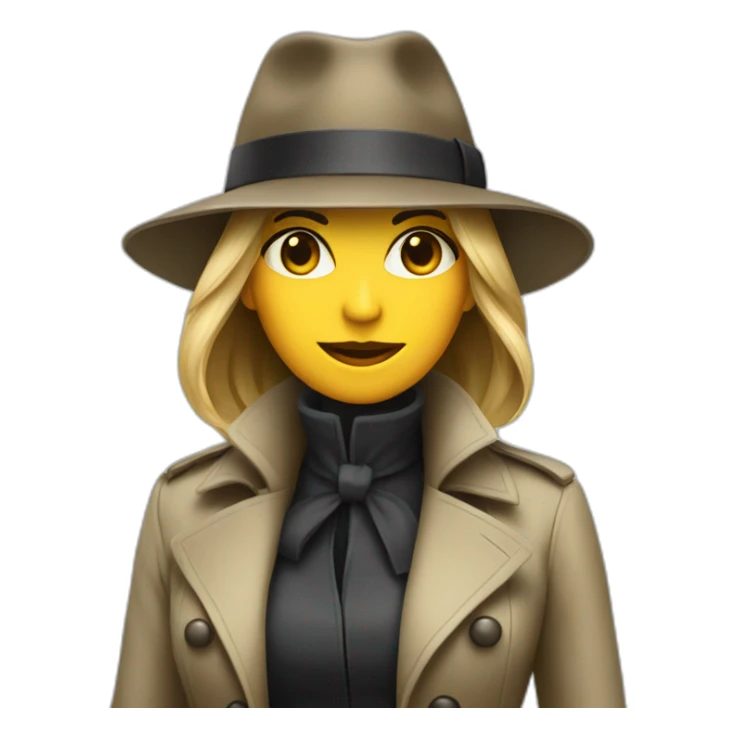 secret agent women wearing a trenchcoat and a fedora sticker