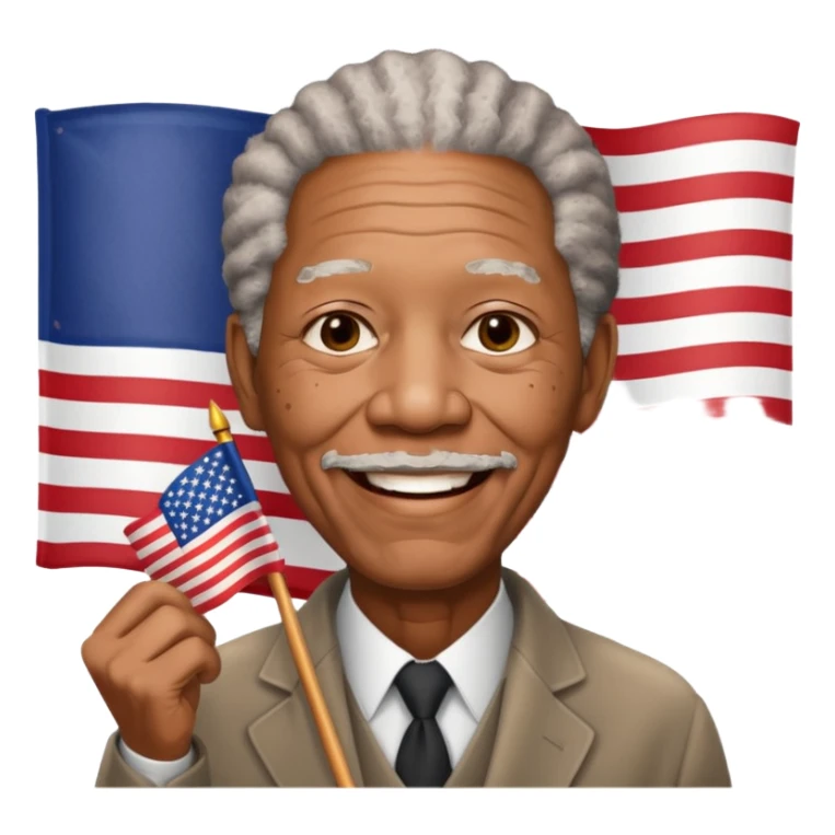 morgan freeman holding an american flag sticker