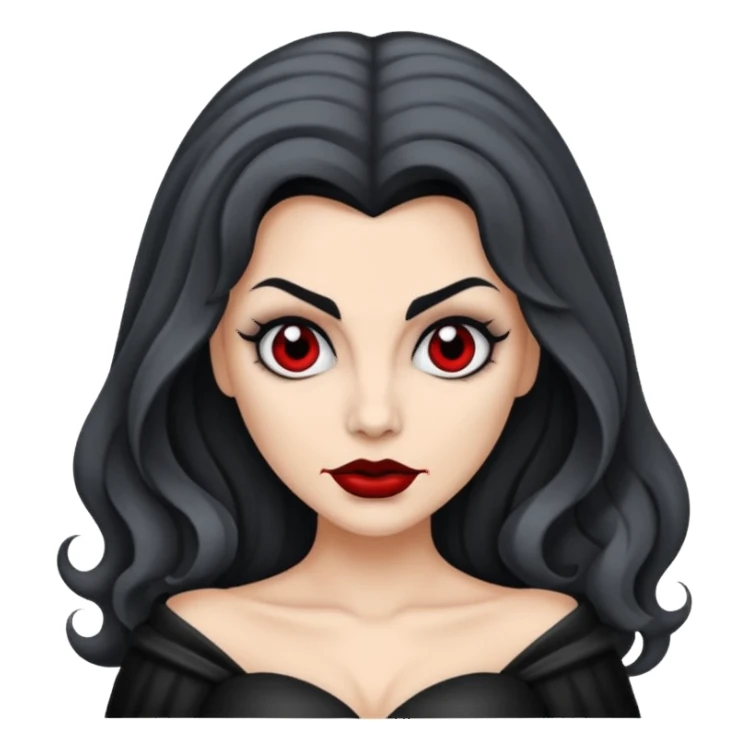 vampira com a cor de pele cinza, cabelo ondulados preto  sticker