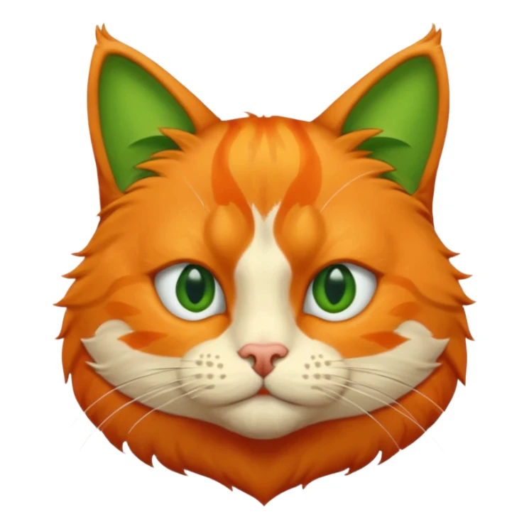 try orange cat missing his right eye and has a green left eye, with an orange patch of fur near his nose sticker
