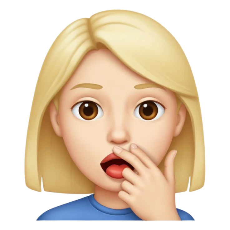 Emoji mordendo o lábio com a mão na boca  sticker