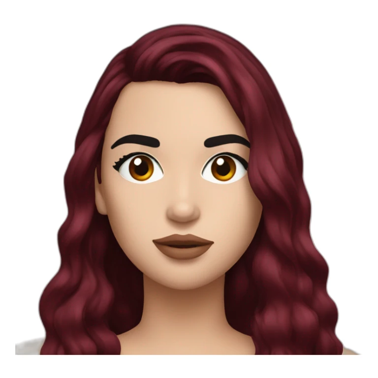 Dua Lipa with dark red hair sticker