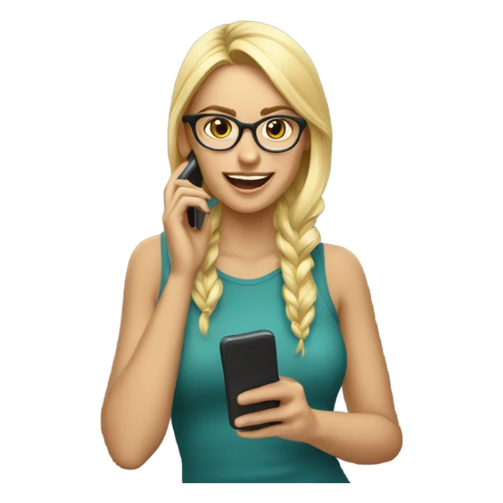 Beautiful Blonde girl wearing glasses talking on her phone  sticker