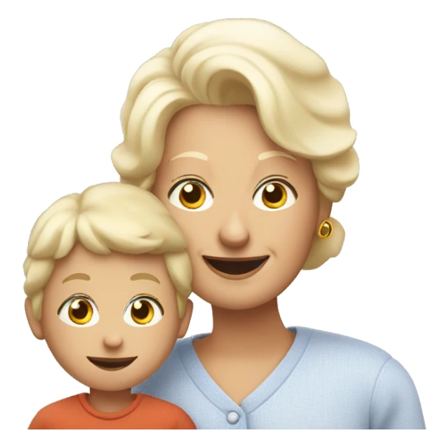 grandma with young blonde boy sticker