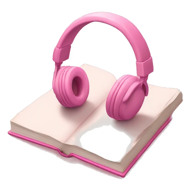 Pink headphones laying flat on a light pink CLOSED book sticker