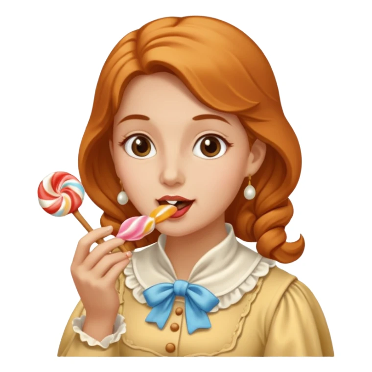 Colonial woman eating taffy  sticker