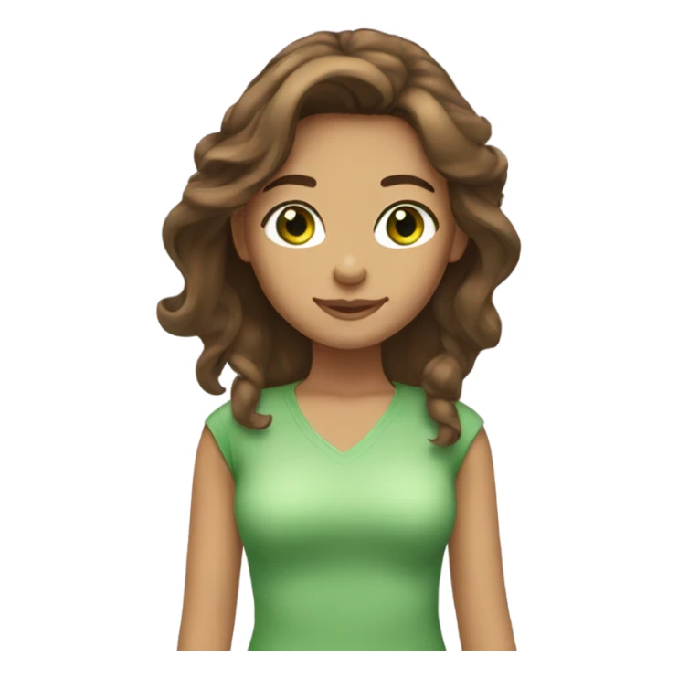 girl with brown hair tan skin and green eyes  sticker