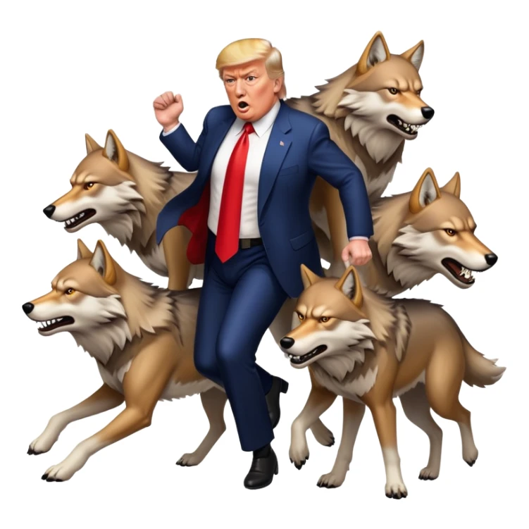donald trump being trampled by wolves sticker