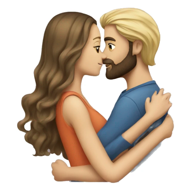 Brunette guy with beard kissing blond girl with long hair sticker