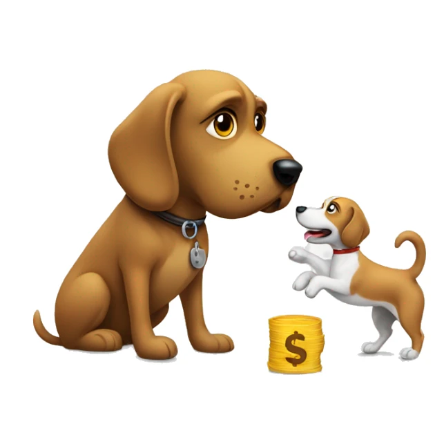 dog asking another dog for money sticker