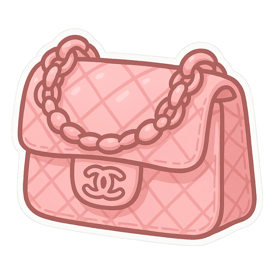 pink Chanel purse, cute and exaggerated chibi sticker style sticker