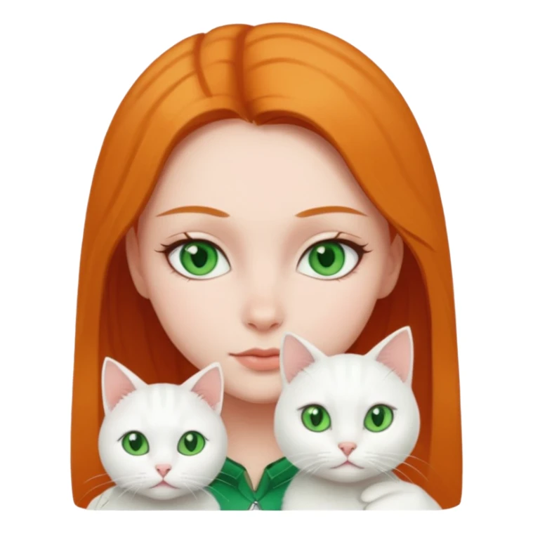Girl with green eyes with white cat sticker