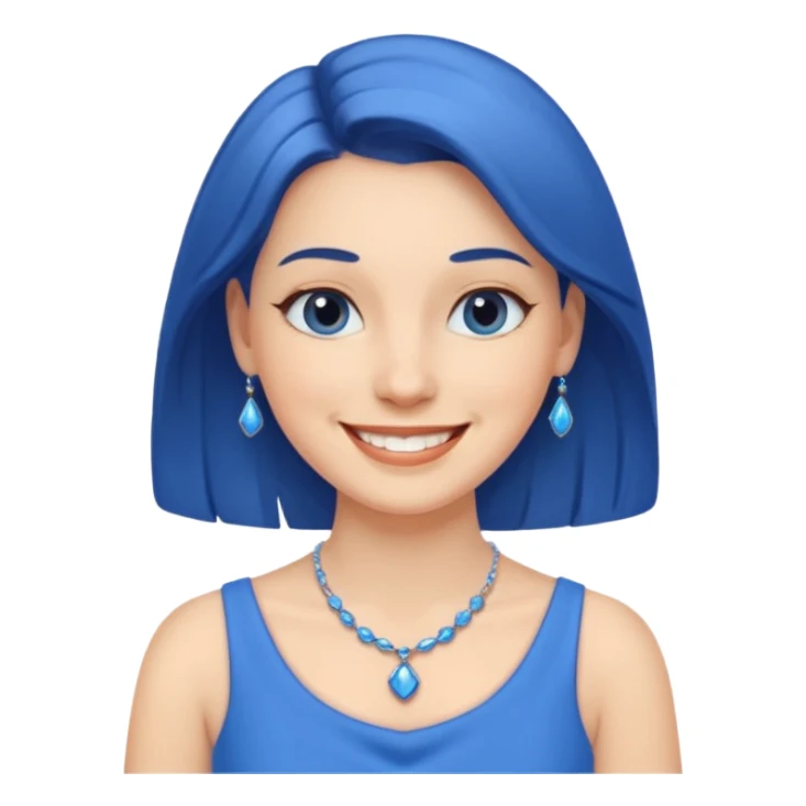 woman with blue dress and necklace sticker
