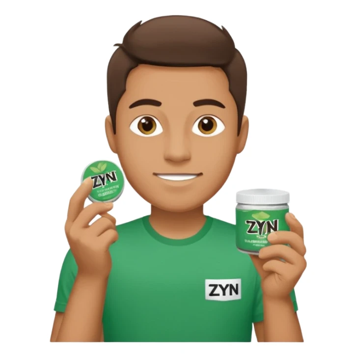 Man holding Zyn spearmint snus sticker