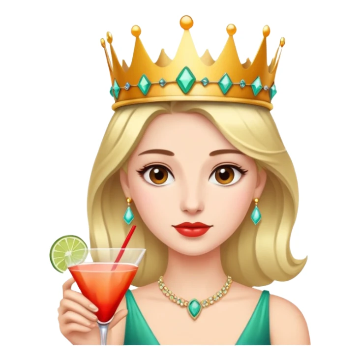 Woman wearing cocktail crown sticker