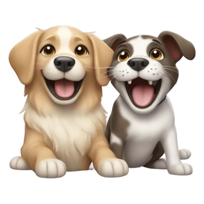 happy dog and happy cat playing around sticker