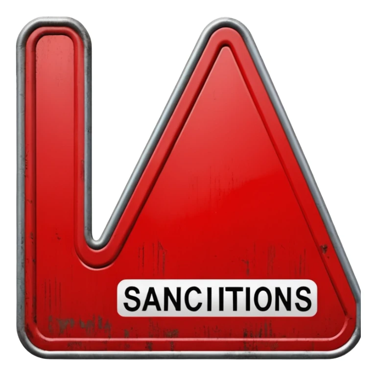 
red road sign with the inscription sanctions sticker