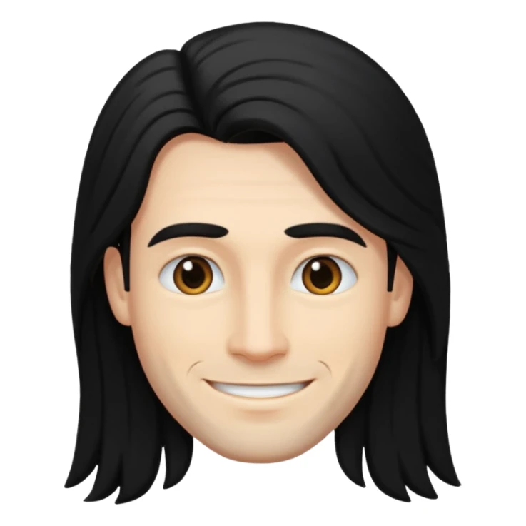 A man have a black long hair sticker