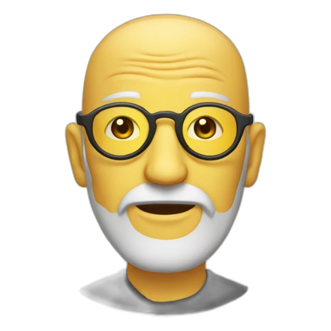 old man with yellow round glasses and and bald spot and rare beard sticker