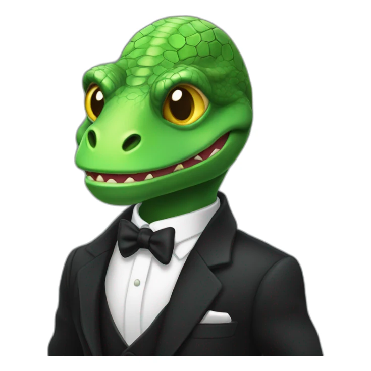 Cute reptilian banker in black suite with laser eyes sticker