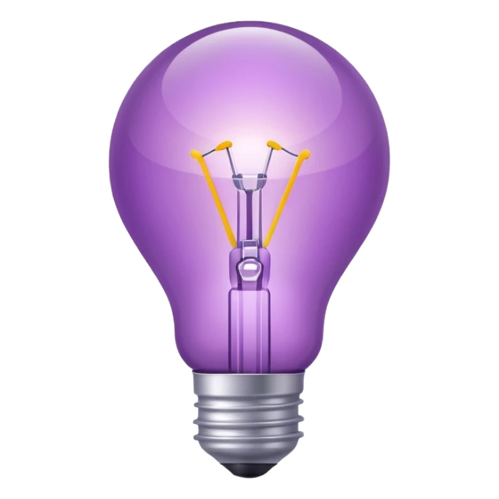 Create a creative light bulb icon in shades of purple. Make it look like a design or digital project idea, with subtle colorful lines or accents inside or around the bulb to show innovation and creativity. Keep it clear and visually appealing.
 sticker