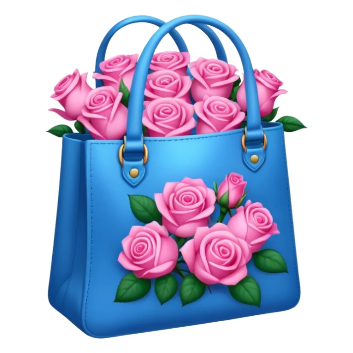 A blue bag full of rose that's colored pink sticker
