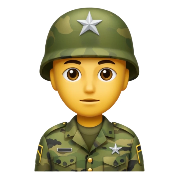 A soldier that there face is camouflage like the army uniform sticker