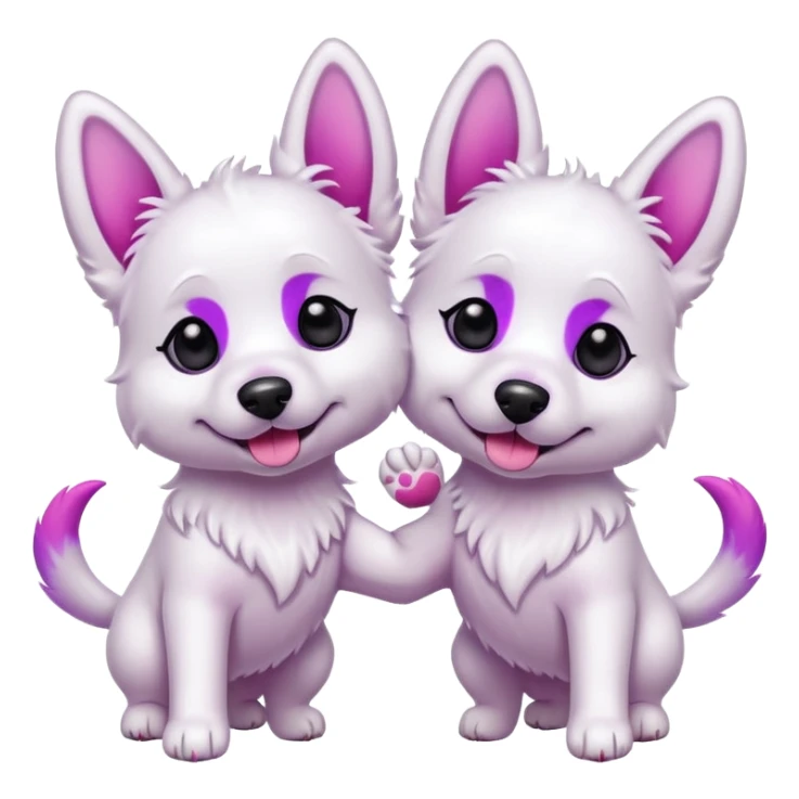 two white dogs with pink and purple dyed ears and paws sticker