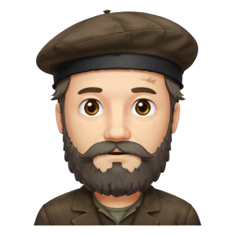 Olentzero es representado como un hombre grueso, desharrapado, manchado de carbón, de buen comer CON BOINA Y BARBA.  sticker