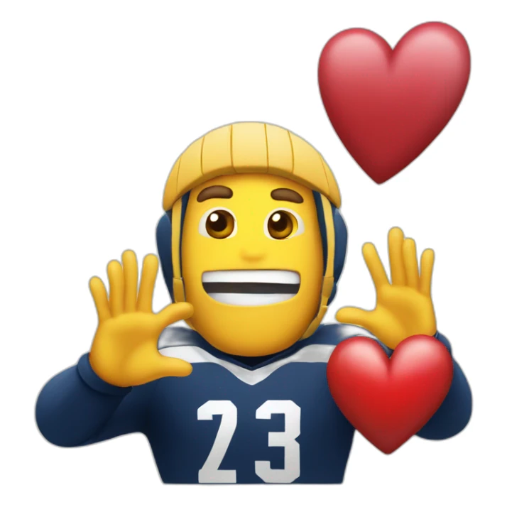 Rugby player and a heart sign with hands sticker