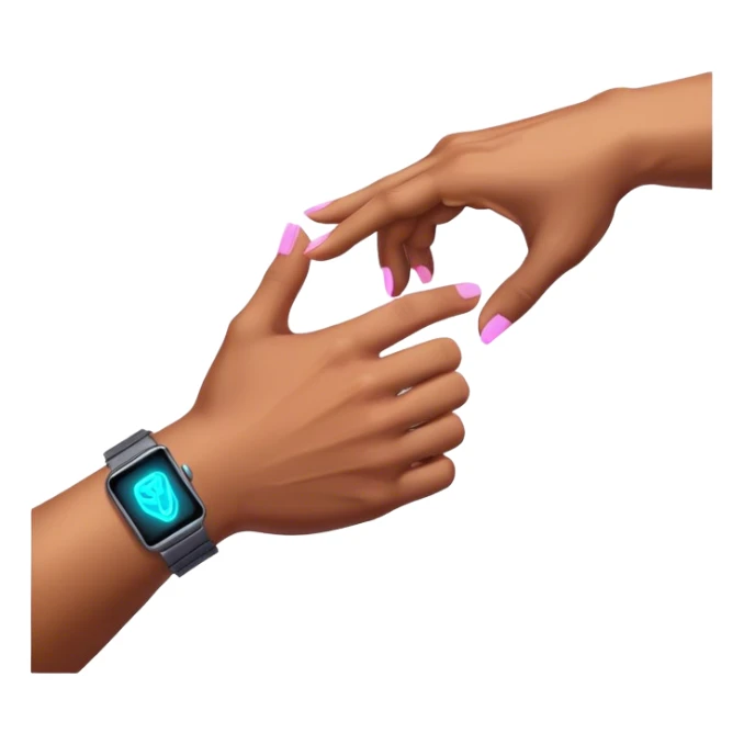 Neon cyberpunk style 
male hand holding female sticker