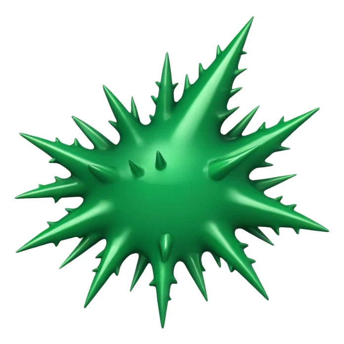 A glossy green paint splash with irregular spiky edges on a transparent background. sticker