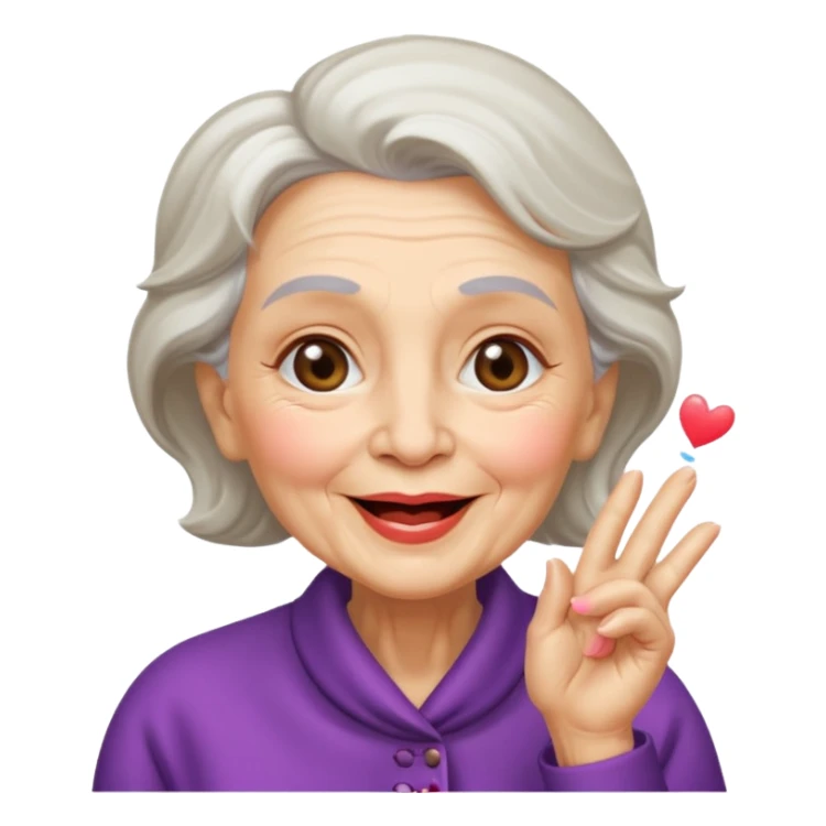 old woman blowing a kiss sticker