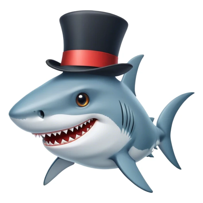 Shark with a top hat sticker