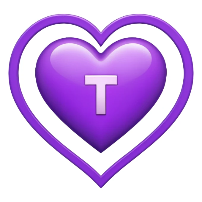 The white Letter “t” inside a Purple Heart sticker