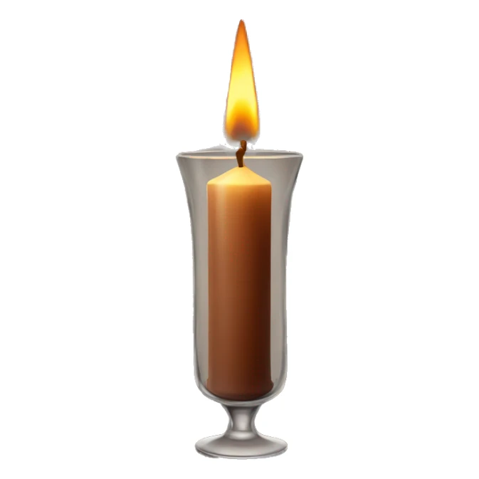 A tall brown candle in a glass container  sticker