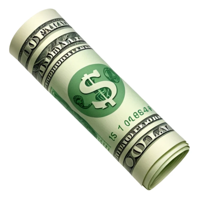 Money that is like a tube One dollar sticker