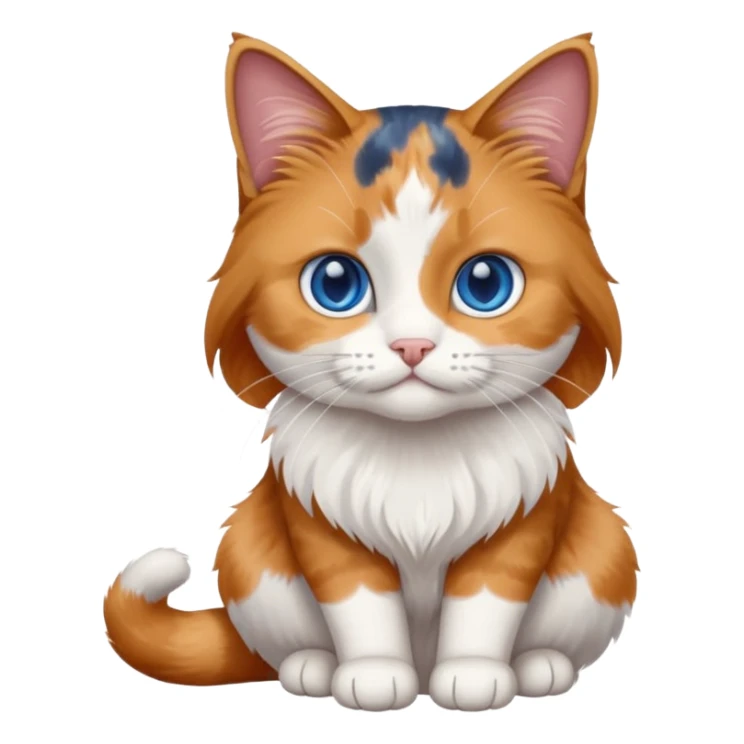longhair calico cat with blue eyes sitting sticker