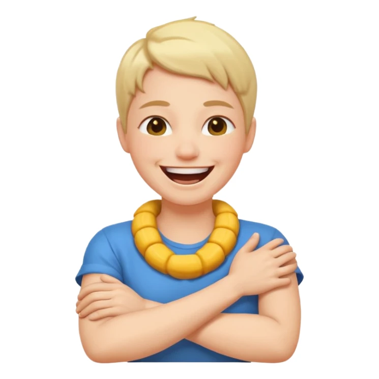 arms crossed holding neck laughing sticker