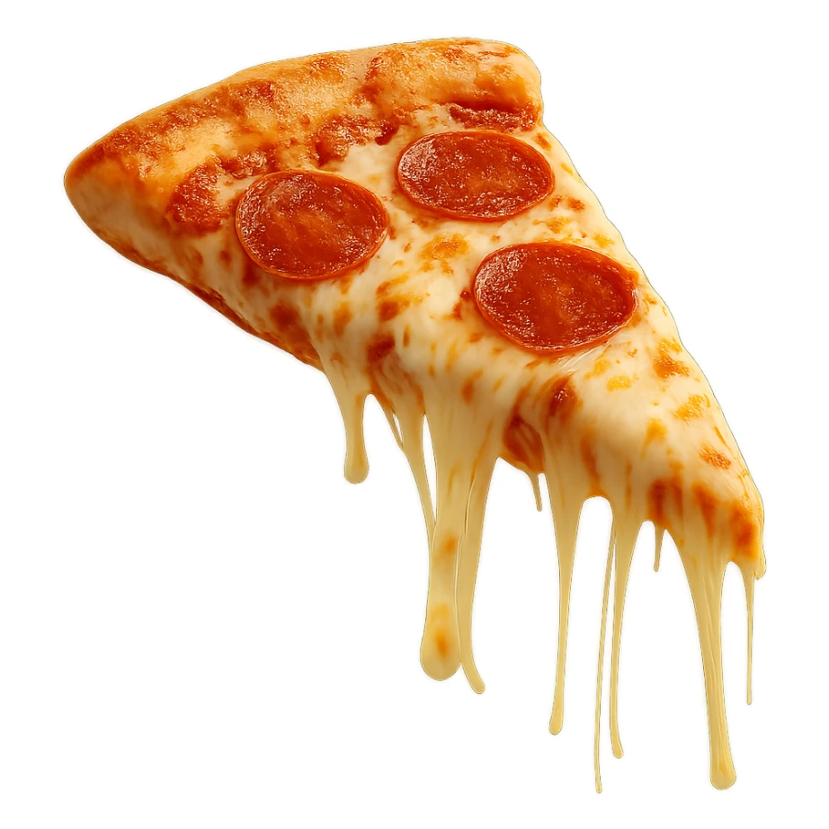 a slice of pizza with melting cheese sticker