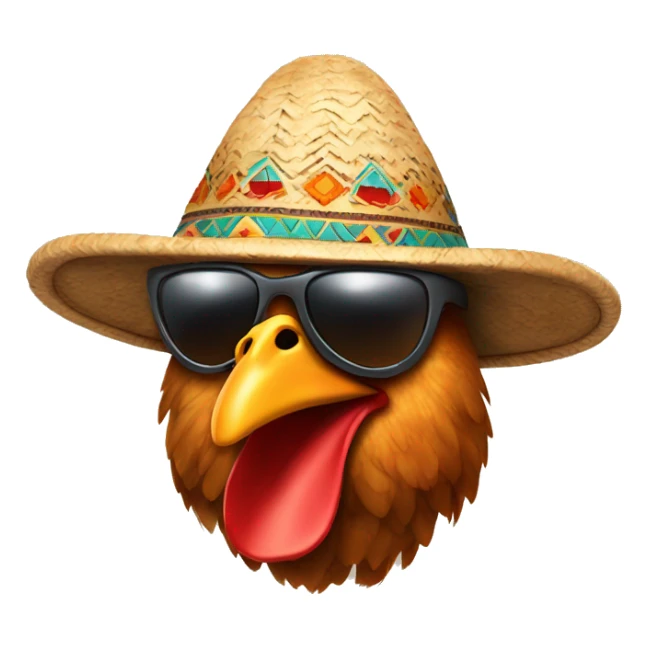 Chicken tigh with sunglasses and indian hat sticker