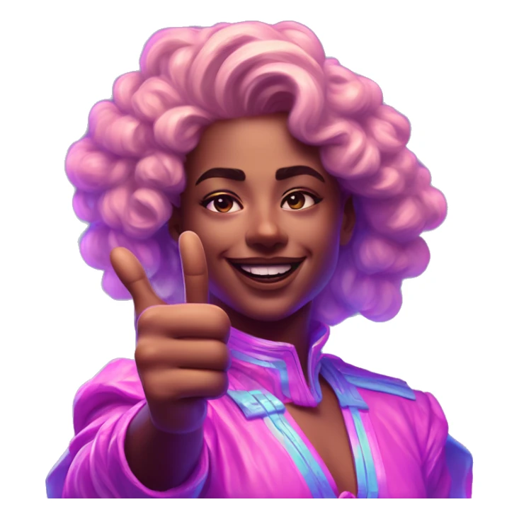 Synthwave thumbs up in SNES style, oil paint, epic eyes, intricate lips, exquisite pose, beautiful, desirable, logical, Midsommar  sticker