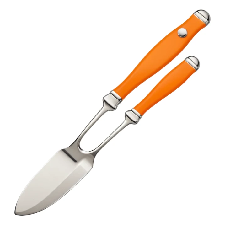 Hermès-style butter knife, elegant, silver with Hermès orange accent, minimal, cute emoji style sticker
